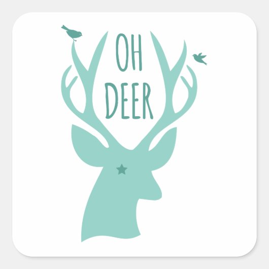 Herten, blauwgroen vierkante sticker (Voorkant)