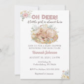 Herten Bloemen Herfst Baby Meisje Baby shower Kaart (Voorkant)