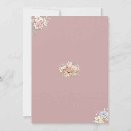 Herten Bloemen Herfst Baby Meisje Baby shower Kaart (Achterkant)