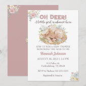 Herten Bloemen Herfst Baby Meisje Baby shower Kaart (Voorkant / Achterkant)