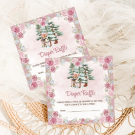 Herten Bloemige Baby Shower Luier Raffle Informatiekaartje