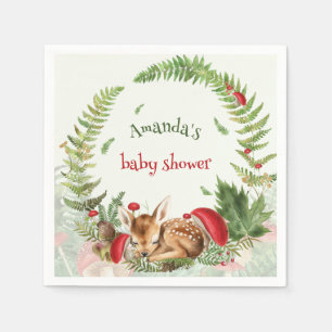 Herten bloemige baby shower servet
