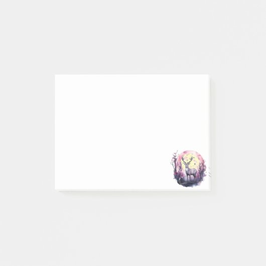 Herten Bloemschildering Wilde Natuur Dier Print F Post-it® Notes (Voorkant)