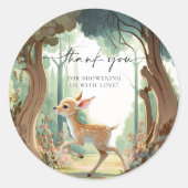 Herten Bos Baby Shower Ree Ronde Sticker (Voorkant)