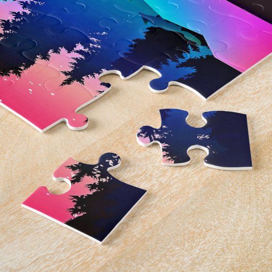 Herten bos berg aurora borealis legpuzzel (Zijkant)