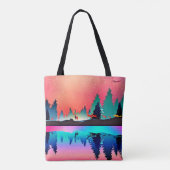 Herten bos bergbos aurora kleurrijk tote bag (Achterkant)