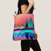 Herten bos bergbos aurora kleurrijk tote bag (Dichtbij)
