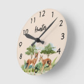Herten bos bosdieren beige kinderkamer ronde klok (Hoek)