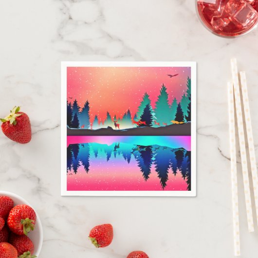 Herten bos bosland berg aurora borealis  servet (Insitu)