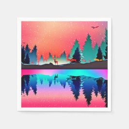 Herten bos bosland berg aurora borealis  servet