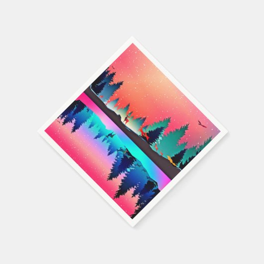 Herten bos bosland berg aurora borealis  servet (Hoek)