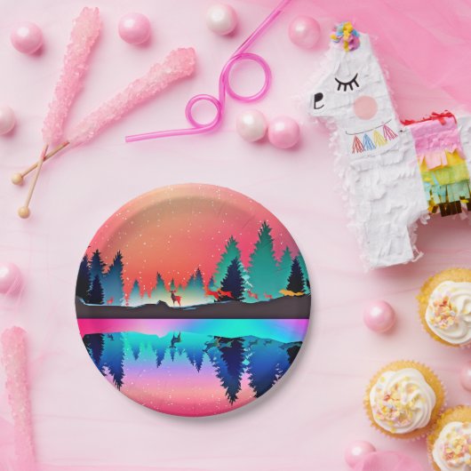 Herten bos bosland berg aurora papieren bordje (Feest)