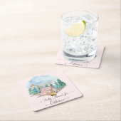 Herten Bos Dieren Beer Rustiek Roze Baby shower Kartonnen Onderzetters (Insitu)