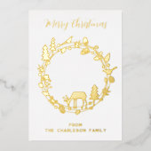 Herten Bos Krans Vakantie Echte Folie Kaart (Voorkant)