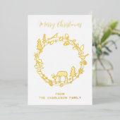 Herten Bos Krans Vakantie Echte Folie Kaart (Staand Voorkant)