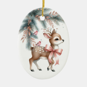 Herten Bos Landelijk Stijl Kerstmis Gepersonalisee Keramisch Ornament