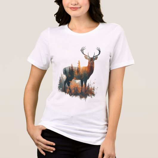Herten Bos Silhouet – Bella+Canvas Dames Tri- Tri-Blend Shirt (Voorkant)