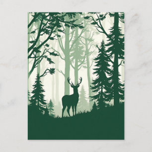Herten Bos Silhouet Natuur Scene Briefkaart