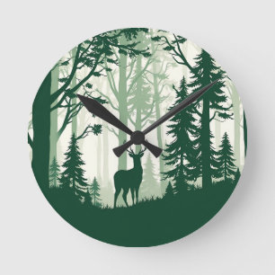 Herten Bos Silhouet Natuur Scene Ronde Klok