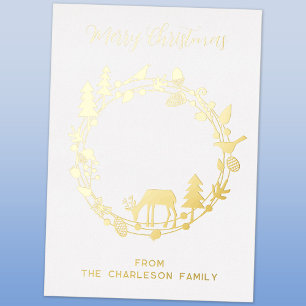 Herten Bos Wreath Vakantie Echte Folie Kaart