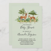 Herten bosdieren baby shower kaart (Voorkant / Achterkant)