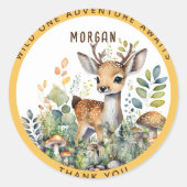 Herten bosdieren gunsten dank u geschenk decor ronde sticker (Voorkant)