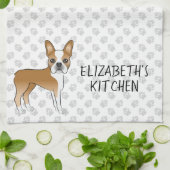 Herten Boston Terrier Cartoon Hond & Aangepaste Te Theedoek (Gevouwen)
