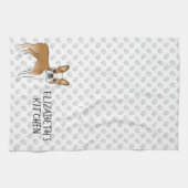 Herten Boston Terrier Cartoon Hond & Aangepaste Te Theedoek (Horizontaal)