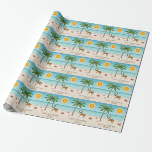 Herten Boston Terrier op een tropisch zomerse stra Cadeaupapier
