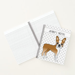 Herten Boston Terrier Schattige Cartoon Hond & Aan Notitieboek