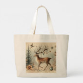 Herten Buck Forest Scene Kerst Canvas tas (Achterkant)