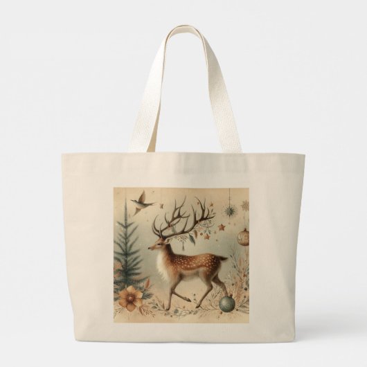 Herten Buck Forest Scene Kerst Canvas tas (Achterkant)
