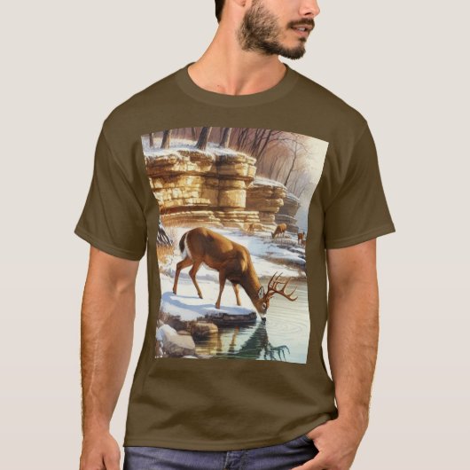 Herten Buck in de winter Wildlife T-shirt (Voorkant)