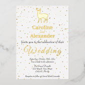 Herten Buck Silhouet & Glittery Gold Confetti Folie Uitnodiging (Voorkant)