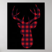 Herten Buck Silhouet Rood Plak Matching Kerstmis Poster (Voorkant)