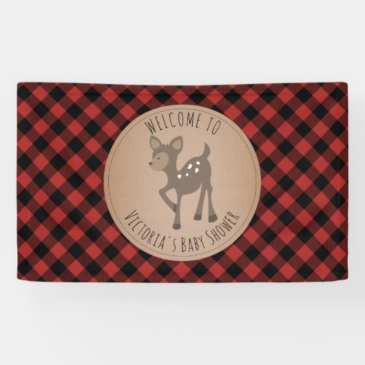 Herten Buffalo Plaid Baby shower Welkom Spandoek (Horizontaal)