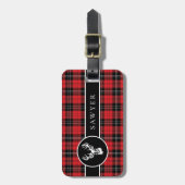 Herten Buffel Plaid Rood Zwart Monogram Bagagelabel (Voorkant verticaal)