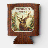 Herten Cabin Gepersonaliseerd Bier Rustieke Houten Blikjeskoeler (Voorkant)