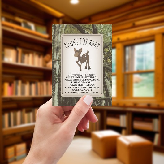 Herten Camouflage Baby shower Boekaanvraag Informatiekaartje