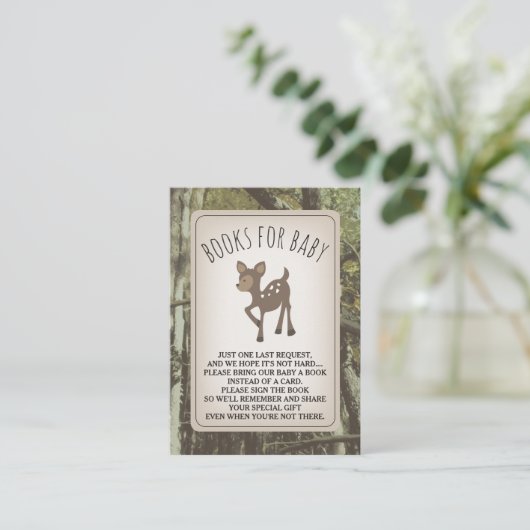 Herten Camouflage Baby shower Boekaanvraag Informatiekaartje (Staand voorkant)