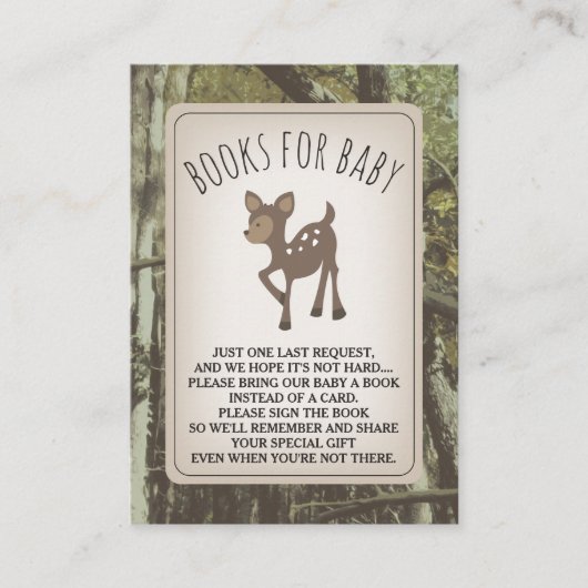 Herten Camouflage Baby shower Boekaanvraag Informatiekaartje (Voorkant)