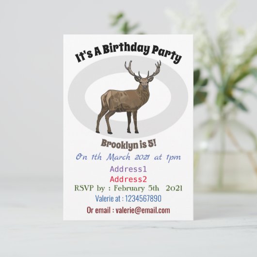 Herten cartoon illustratie kaart (Staand voorkant)