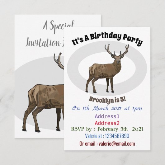 Herten cartoon illustratie kaart (Voorkant / Achterkant)