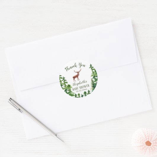 Herten dank u ronde sticker (Envelop)