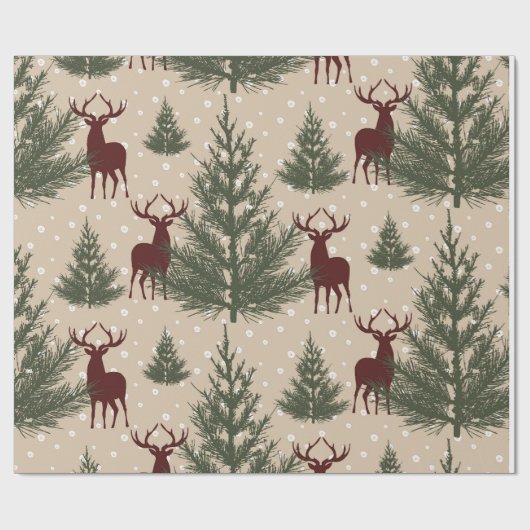 Herten dennenboom Vakantie Kerstmis Wapping Papier (Vlak)