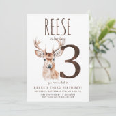 Herten derde verjaardag uitnodiging (Staand voorkant)