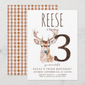 Herten derde verjaardag uitnodiging (Voorkant / Achterkant)