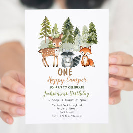 Herten dierenavontuur camper verjaardagsuitnodigin kaart