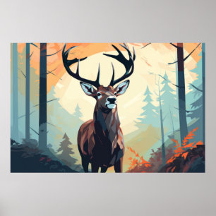 herten dierlijk Oerwoud Natuur wilde natuur Poster