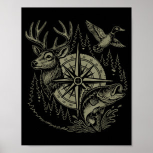 Herten Eend Vissen Jagen Lost De Meeste Van Mijn P Poster